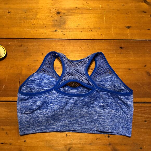 Bally XL Blue Heather Sports Bra Mesh Racerback Light Removeable Padding - Picture 2 of 7